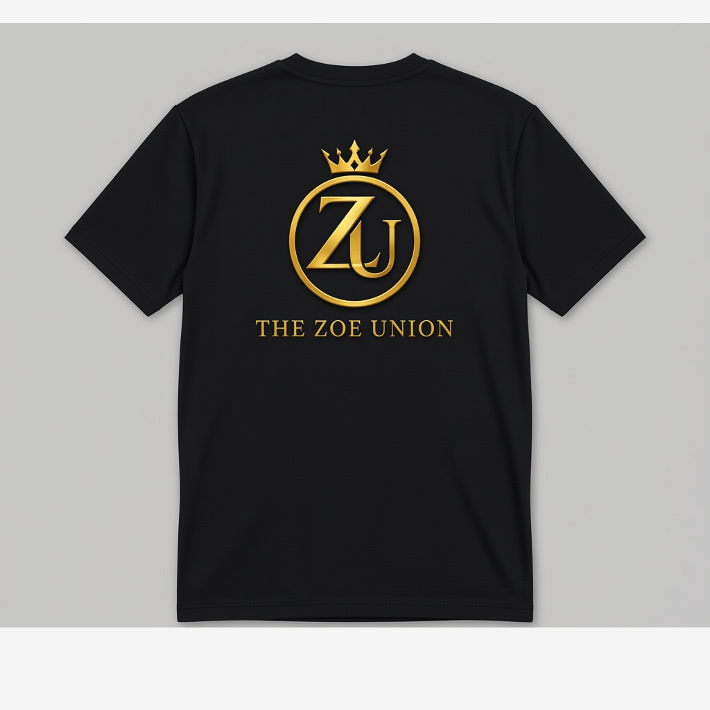 The Zoe Union black T-shirt mockup